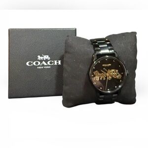 ✨💎COACH💎✨EXCELLENT BLACK AND GOLDTONE WATCH WITH BOX, PILLOW & GIFT!